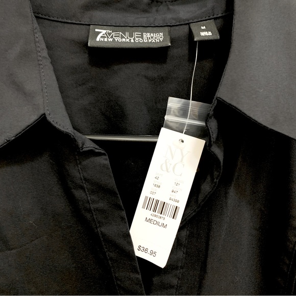 NWT Black Button Up Short Sleeve NY&Co Blouse - Picture 4 of 4